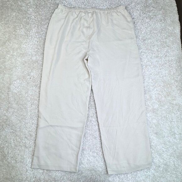 Eileen Fisher Silk Georgette Crepe Pant Lined Ivory Bone - Picture 3 of 10